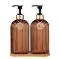 HOUSE OF BRICE™ Amber Soap Dispenser Set – Refillable Pump Bottles (Set of 2)