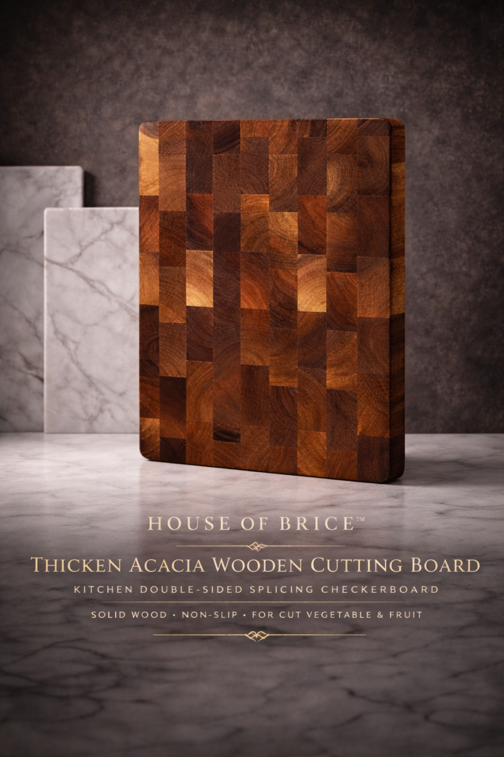 House of BRICE™ Wooden Cutting Board | Double-sided Splicing Checkerboard